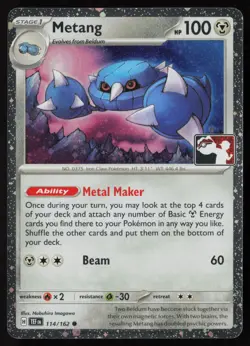 Pokemon Metang 114/162 Prize Pack Series Cards Cosmo Holo Pack Fresh - NM - Image 1