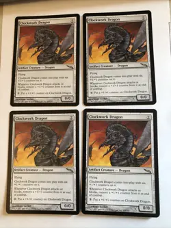 Clockwork Dragon X4 Mirrodin Ex+/NM Cond See Pics Front Back - Image 1