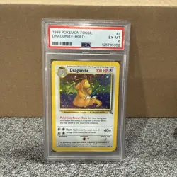 1999 POKEMON FOSSIL #4 DRAGONITE-HOLO PSA 6 - Image 1