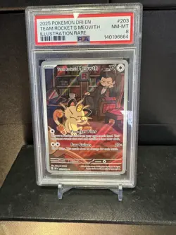 2025 POKEMON DRI EN-DESTINED RIVALS ILLUSTRATION RARE TEAM ROCKET'S MEOWTH PSA 8 - Image 3