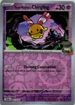 Team Rocket’s Chingling 085/182 Reverse Holo Common Pokemon Destined Rivals NM - Image 1