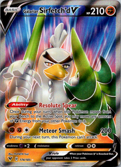 Galarian Sirfetch'd V 174/185 Ultra Rare Pokemon TCG Vivid Voltage NM - Image 1