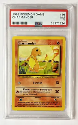 Charmander, Shadowless Base Set, 46/102, Pokemon, WOTC 1999, (PSA 7) - Image 1