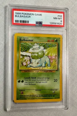 1999 Pokemon Base Set Unlimited BULBASAUR #44 PSA 8 NM-MT - Image 1