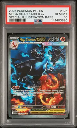 2025 POKEMON PFL EN-PHANTASMAL FLAMES #125 MEGA CHARIZARD X EX PSA 10 - Image 1
