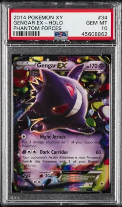 2014 POKEMON XY PHANTOM FORCES #34 GENGAR EX PSA 10 - Image 1