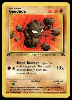 Pokemon TCG Fossil 1st Edition #47/62 Geodude LP+ - Image 1