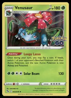 Venusaur 003/078 Holo Rare Holo Pokemon GO NM - Image 1