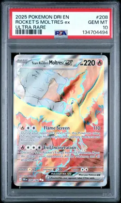Pokemon TCG Team Rockets Moltres EX 208/182. Destined Rivals. PSA 10. - Image 1