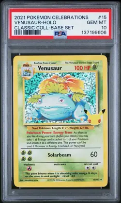 Pokemon Venusaur Holo Celebrations Classic Collection 15/102 PSA 10 Gem Mint - Image 1