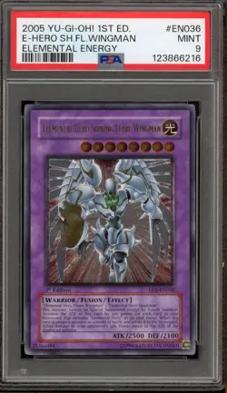 Yu-Gi-Oh! Elemental Hero Shining Flare Wingman 1st Ed Ultimate EEN-EN036 PSA 9 - Image 1