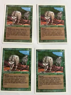 MTG Magic the Gathering Timber wolves x4 Revised Never Played Free Ship Green - Image 1