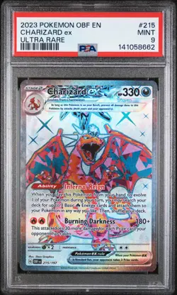 Charizard Ex 215 Pokemon Obf En-Obsidian Flames NM PSA 9 - Image 1