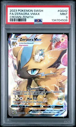 2023 POKEMON SWORD & SHIELD CROWN ZENITH #GG42 FULL ART/ZERAORA VMAX PSA 9 - Image 1