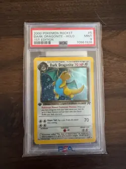 2000 Pokemon Team Rocket 1st Edition #5 Dark Dragonite Holo PSA 9 MINT - Image 1