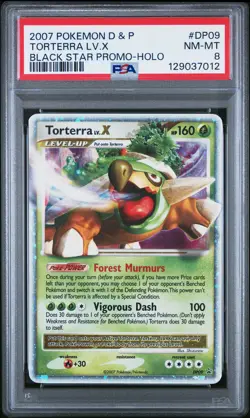 2007 POKEMON DIAMOND & PEARL BLACK STAR PROMO HOLO #DP09 TORTERRA LV.X PSA 8 - Image 1
