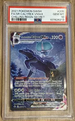 PSA 10 GEM MINT Pokemon Shadow Rider Calyrex VMAX Chilling Reign Secret 205 - Image 1
