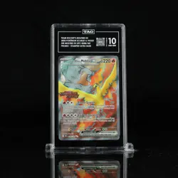 TEAM ROCKET'S MOLTRES EX 2025 POKEMON DESTINED RIVALS STAMP UR 208/182 TAG 10 - Image 1
