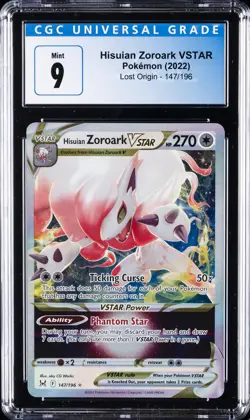 2022 POKEMON SWORD & SHIELD LOST ORIGIN #147 HISUIAN ZOROARK VSTAR CGC 9 - Image 1