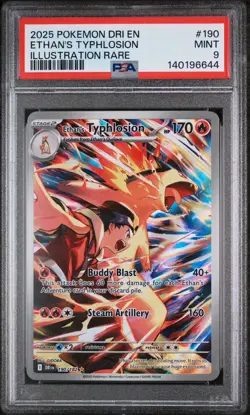2025 POKEMON DRI EN-DESTINED RIVALS ILLUSTRATION RARE ETHAN'S TYPHLOSION PSA 9 - Image 1