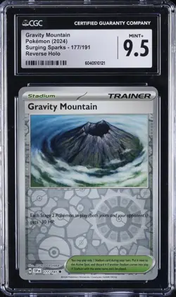 2024 POKEMON SURGING SPARKS, REVERSE HOLO #177/191 GRAVITY MOUNTAIN CGC 9.5 - Image 1