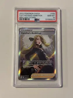 Pokemon Cynthia's Ambition Trainer Rare Holo Card 169/172 Brilliant Stars PSA 10 - Image 1