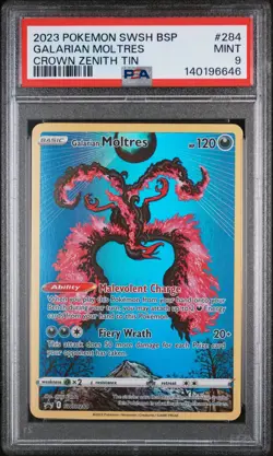 Pokemon Card PSA 9 Galarian Moltres SWSH284 Alt Art Promo Crown Zenith - Image 1