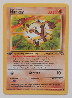 1999 Pokemon Jungle Mankey #055 1st Edition -- LP - Image 3
