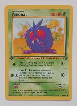 1999 Pokemon Jungle Venonat #063 1st Edition -- LP - Image 3
