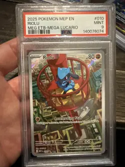 2025 Pokemon Mep En Riolu Meg Etb Mega Promo #10 PSA 9 - Image 1