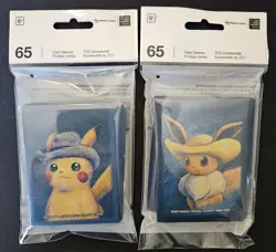 Pokemon Pikachu In Grey Felt Hat & Eevee In Straw Hat 65 Count Sleeves Van Gogh - Image 1
