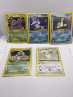 5 Pokemon TCG Holo Card Lot Lapras, Wigglytuff, Muk, Kingdra, Arbok Cards Lot #3 - Image 1