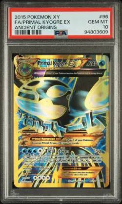 2015 POKEMON XY ANCIENT ORIGINS #96 FULL ART/PRIMAL KYOGRE EX PSA 10 - Image 1