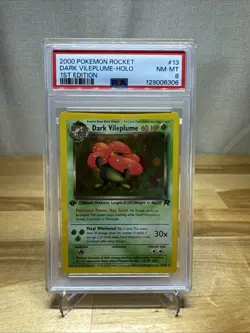 2000 Pokemon Rocket Dark Vileplume Holo First Edition PSA 8 Swirl #13 - Image 1