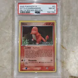 2005 Pokemon EX Delta Species Ditto Charmander Rev Holo PSA 8 NM-MT - Image 1