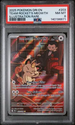 Pokemon TCG - Team Rocket's Meowth #203/182 - Destined Rivals - PSA 8 - Image 1