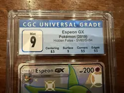 CGC 9 Mint Espeon GX Pokemon Hidden Fates #SV60/SV94 Shiny Vault - Image 2