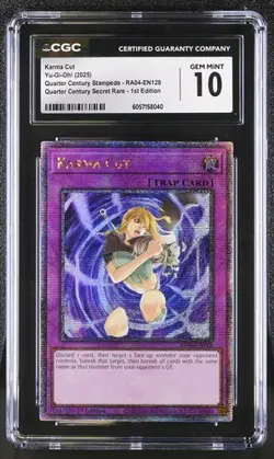 Karma Cut *CGC 10* RA04-EN128 *POP 1* Quarter Century Secret Rare * Yugioh - Image 1