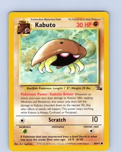 Pokemon TCG Kabuto Fossil 50/62 Unlimited Common Card WOTC LP-NM - Image 1