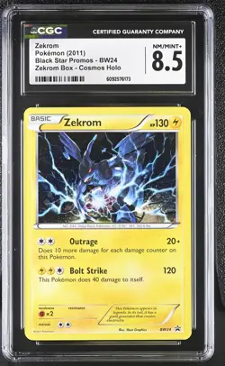CGC 8.5 Zekrom 2011 Black Star Promos BW24 Cosmos Holo Pokemon Card - Image 1