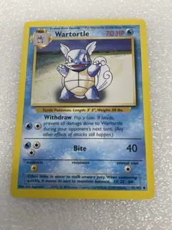 Pokemon TCG Wartortle Base Set, Unlimited Uncommon Misprint ERROR Card 42/102 - Image 1