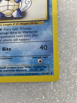 Pokemon TCG Wartortle Base Set, Unlimited Uncommon Misprint ERROR Card 42/102 - Image 2