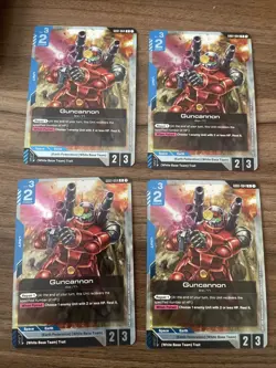 Guncannon RX-77 Gundam TCG GD01-004 x4 Rare foil NEWTYPE RISING trading cards - Image 1