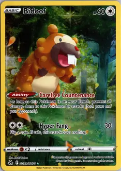 Pokemon TCG SWSH Crown Zenith Bidoof GG29/GG70 Gallery Full Art NM - Image 1
