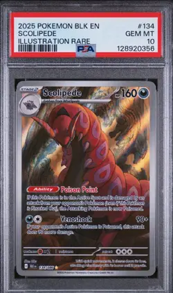 2025 POKEMON BLACK BOLT EN SCOLIPEDE ILLUSTRATION RARE #134 PSA 10 GEM MNT - Image 1