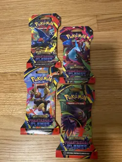 4 Sealed Packs Pokemon Mega Evolution Phantasmal Flames Different Cover Art - Image 1