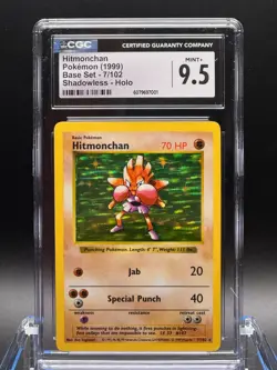 CGC 9.5 MINT+ ✨ - Hitmonchan 7/102 Base Set Shadowless Holo - 1999 Pokemon - Image 1
