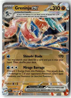 Greninja ex ⭐ 106/167 Holo Double Rare Twilight Masquerade 2024 Pokemon NM - Image 1