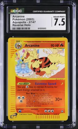 2003 Pokemon Aquapolis #2 Arcanine Reverse Holo CGC 7.5 NM+ - Image 1