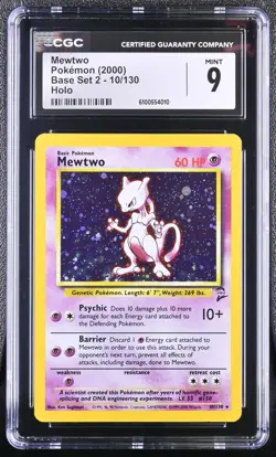 POKEMON 2000 Base Set 2 MEWTWO #10 Holo Vintage ⭐CGC 9 MINT⭐ - Image 1